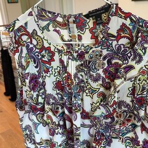 Banana Republic Women's Paisley Blouse - White and Purple